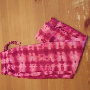 Lands End Girls 8 (M) pink tie dye jogger pants GUC
